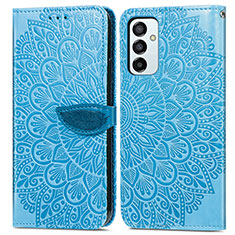 Coque Portefeuille Motif Fantaisie Livre Cuir Etui Clapet S04D pour Samsung Galaxy M23 5G Bleu