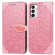 Coque Portefeuille Motif Fantaisie Livre Cuir Etui Clapet S04D pour Samsung Galaxy M23 5G Or Rose