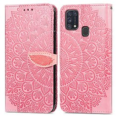 Coque Portefeuille Motif Fantaisie Livre Cuir Etui Clapet S04D pour Samsung Galaxy M31 Prime Edition Or Rose