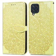 Coque Portefeuille Motif Fantaisie Livre Cuir Etui Clapet S04D pour Samsung Galaxy M32 4G Jaune