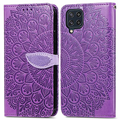 Coque Portefeuille Motif Fantaisie Livre Cuir Etui Clapet S04D pour Samsung Galaxy M32 4G Violet