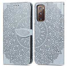 Coque Portefeuille Motif Fantaisie Livre Cuir Etui Clapet S04D pour Samsung Galaxy S20 FE 5G Gris