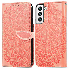 Coque Portefeuille Motif Fantaisie Livre Cuir Etui Clapet S04D pour Samsung Galaxy S21 5G Orange