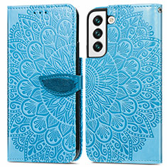 Coque Portefeuille Motif Fantaisie Livre Cuir Etui Clapet S04D pour Samsung Galaxy S21 FE 5G Bleu