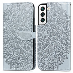 Coque Portefeuille Motif Fantaisie Livre Cuir Etui Clapet S04D pour Samsung Galaxy S21 FE 5G Gris