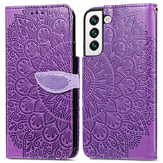 Coque Portefeuille Motif Fantaisie Livre Cuir Etui Clapet S04D pour Samsung Galaxy S22 5G Violet