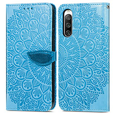 Coque Portefeuille Motif Fantaisie Livre Cuir Etui Clapet S04D pour Sony Xperia 10 IV SO-52C Bleu