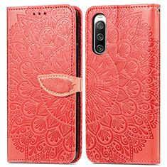 Coque Portefeuille Motif Fantaisie Livre Cuir Etui Clapet S04D pour Sony Xperia 10 IV SO-52C Rouge