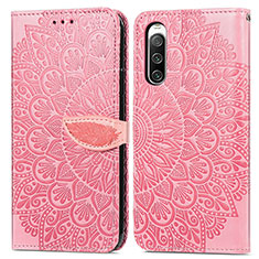 Coque Portefeuille Motif Fantaisie Livre Cuir Etui Clapet S04D pour Sony Xperia 10 IV SOG07 Or Rose