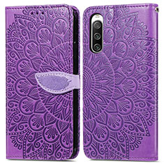 Coque Portefeuille Motif Fantaisie Livre Cuir Etui Clapet S04D pour Sony Xperia 10 IV SOG07 Violet