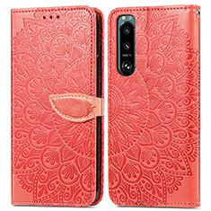 Coque Portefeuille Motif Fantaisie Livre Cuir Etui Clapet S04D pour Sony Xperia 5 IV Rouge