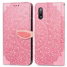 Coque Portefeuille Motif Fantaisie Livre Cuir Etui Clapet S04D pour Sony Xperia Ace II Or Rose