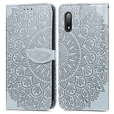 Coque Portefeuille Motif Fantaisie Livre Cuir Etui Clapet S04D pour Sony Xperia Ace II SO-41B Gris