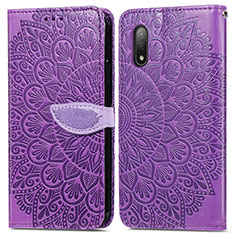 Coque Portefeuille Motif Fantaisie Livre Cuir Etui Clapet S04D pour Sony Xperia Ace II SO-41B Violet