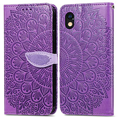 Coque Portefeuille Motif Fantaisie Livre Cuir Etui Clapet S04D pour Sony Xperia Ace III SO-53C Violet