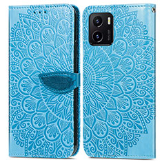 Coque Portefeuille Motif Fantaisie Livre Cuir Etui Clapet S04D pour Vivo iQOO U5x Bleu