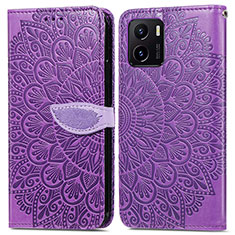 Coque Portefeuille Motif Fantaisie Livre Cuir Etui Clapet S04D pour Vivo iQOO U5x Violet