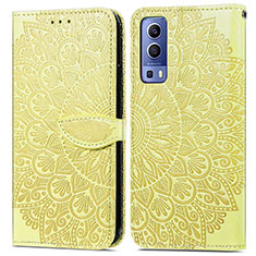 Coque Portefeuille Motif Fantaisie Livre Cuir Etui Clapet S04D pour Vivo iQOO Z3 5G Jaune