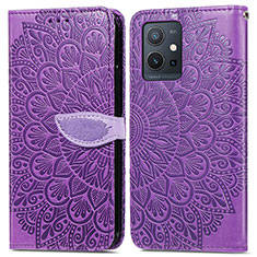 Coque Portefeuille Motif Fantaisie Livre Cuir Etui Clapet S04D pour Vivo iQOO Z6 5G Violet