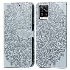 Coque Portefeuille Motif Fantaisie Livre Cuir Etui Clapet S04D pour Vivo V20 (2021) Gris