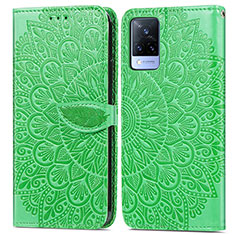 Coque Portefeuille Motif Fantaisie Livre Cuir Etui Clapet S04D pour Vivo V21 5G Vert