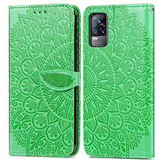 Coque Portefeuille Motif Fantaisie Livre Cuir Etui Clapet S04D pour Vivo V21e 4G Vert