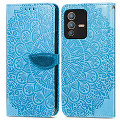 Coque Portefeuille Motif Fantaisie Livre Cuir Etui Clapet S04D pour Vivo V23 5G Bleu