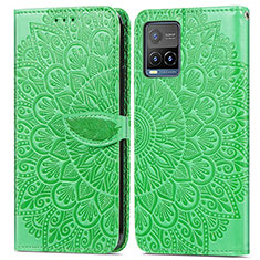 Coque Portefeuille Motif Fantaisie Livre Cuir Etui Clapet S04D pour Vivo Y21 Vert