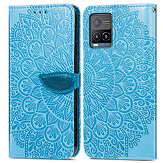 Coque Portefeuille Motif Fantaisie Livre Cuir Etui Clapet S04D pour Vivo Y21a Bleu