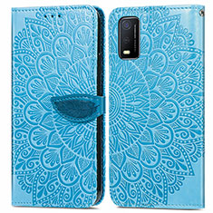 Coque Portefeuille Motif Fantaisie Livre Cuir Etui Clapet S04D pour Vivo Y3s (2021) Bleu