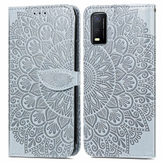 Coque Portefeuille Motif Fantaisie Livre Cuir Etui Clapet S04D pour Vivo Y3s (2021) Gris