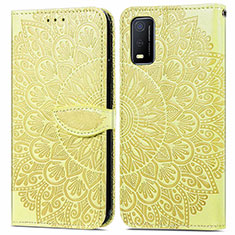 Coque Portefeuille Motif Fantaisie Livre Cuir Etui Clapet S04D pour Vivo Y3s (2021) Jaune