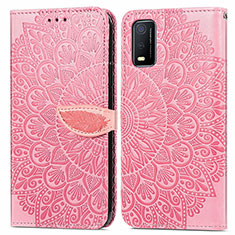 Coque Portefeuille Motif Fantaisie Livre Cuir Etui Clapet S04D pour Vivo Y3s (2021) Or Rose