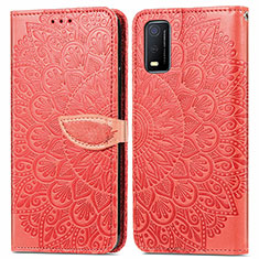 Coque Portefeuille Motif Fantaisie Livre Cuir Etui Clapet S04D pour Vivo Y3s (2021) Rouge