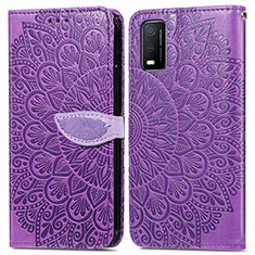 Coque Portefeuille Motif Fantaisie Livre Cuir Etui Clapet S04D pour Vivo Y3s (2021) Violet