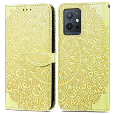 Coque Portefeuille Motif Fantaisie Livre Cuir Etui Clapet S04D pour Vivo Y52t 5G Jaune