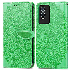 Coque Portefeuille Motif Fantaisie Livre Cuir Etui Clapet S04D pour Vivo Y74s 5G Vert