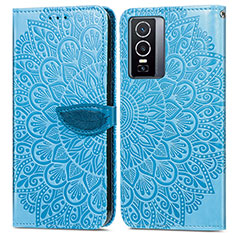 Coque Portefeuille Motif Fantaisie Livre Cuir Etui Clapet S04D pour Vivo Y76 5G Bleu