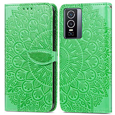 Coque Portefeuille Motif Fantaisie Livre Cuir Etui Clapet S04D pour Vivo Y76 5G Vert