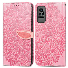 Coque Portefeuille Motif Fantaisie Livre Cuir Etui Clapet S04D pour Xiaomi Civi 1S 5G Or Rose