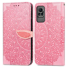 Coque Portefeuille Motif Fantaisie Livre Cuir Etui Clapet S04D pour Xiaomi Civi 5G Or Rose