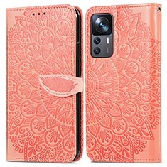 Coque Portefeuille Motif Fantaisie Livre Cuir Etui Clapet S04D pour Xiaomi Mi 12T 5G Orange