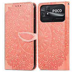 Coque Portefeuille Motif Fantaisie Livre Cuir Etui Clapet S04D pour Xiaomi Poco C40 Orange