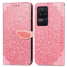 Coque Portefeuille Motif Fantaisie Livre Cuir Etui Clapet S04D pour Xiaomi Poco F4 5G Or Rose