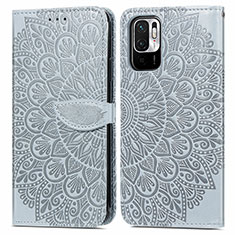 Coque Portefeuille Motif Fantaisie Livre Cuir Etui Clapet S04D pour Xiaomi POCO M3 Pro 5G Gris