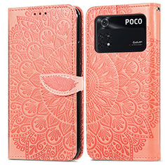 Coque Portefeuille Motif Fantaisie Livre Cuir Etui Clapet S04D pour Xiaomi Poco M4 Pro 4G Orange