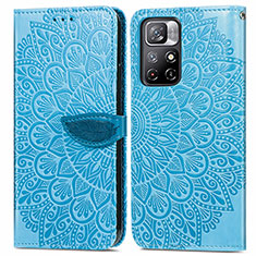 Coque Portefeuille Motif Fantaisie Livre Cuir Etui Clapet S04D pour Xiaomi Poco M4 Pro 5G Bleu