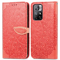 Coque Portefeuille Motif Fantaisie Livre Cuir Etui Clapet S04D pour Xiaomi Poco M4 Pro 5G Rouge