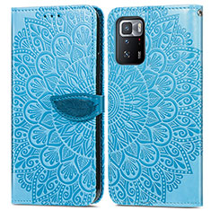 Coque Portefeuille Motif Fantaisie Livre Cuir Etui Clapet S04D pour Xiaomi Poco X3 GT 5G Bleu