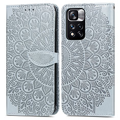 Coque Portefeuille Motif Fantaisie Livre Cuir Etui Clapet S04D pour Xiaomi Poco X4 NFC Gris